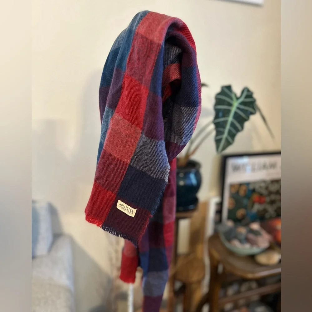 Hollister Red and Blue Checkered Scarf